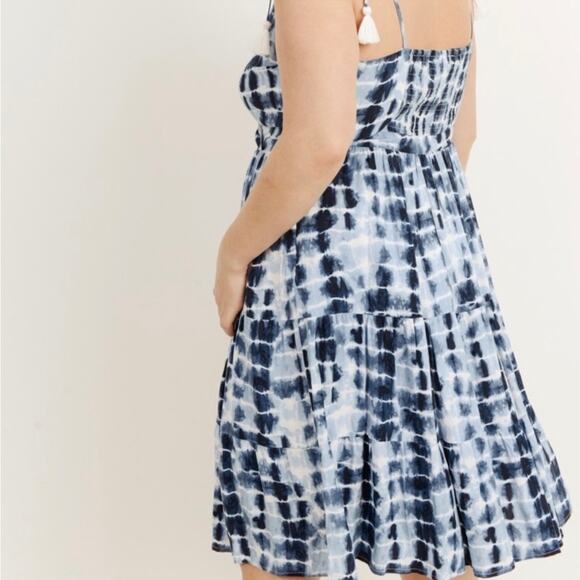 Gilli Blue Tie Dye Halter Tie MIDI Boho Dress New with Tag W-939 Sz L - Picture 4 of 11